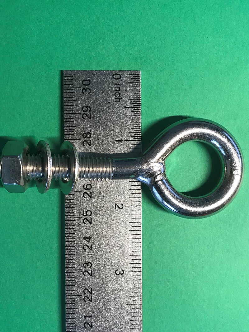 US STAINLESS 2 Pieces Stainless Steel 316 M10 Eye Bolt 10mm x 100mm (3/8" x 4") Marine Grade Pitch of 1.5 - Image 5